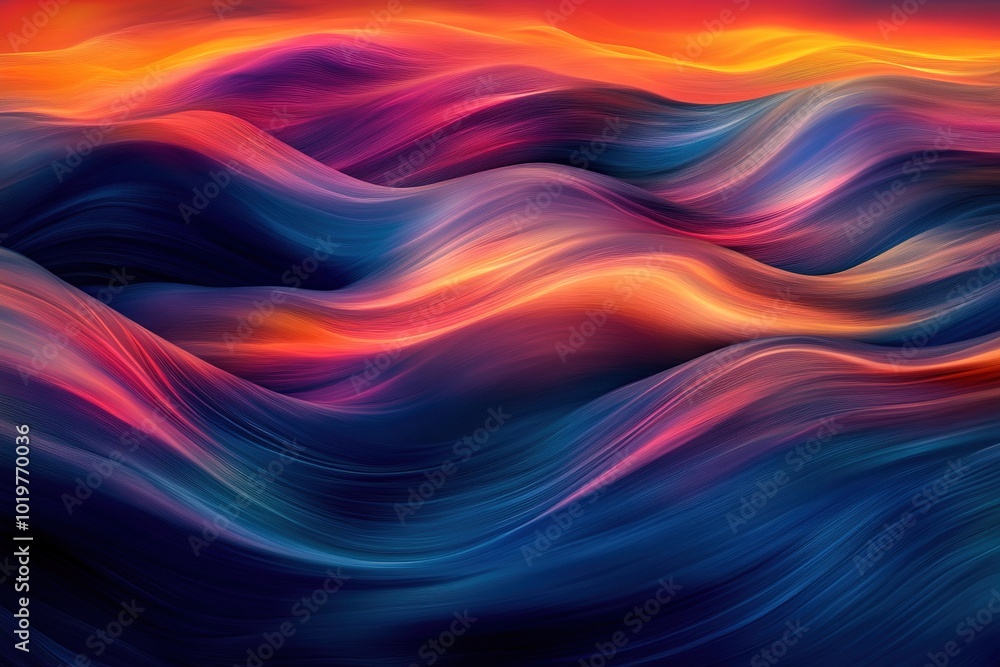 Obraz premium Vivid Fluid Design with Undulating Waves in Bright Colors for Modern Art and Abstract Backgrounds, Perfect for Creative Projects and Digital Media Applications