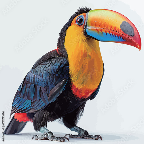 Toucan isolated on white background. Colorful exotic bird.