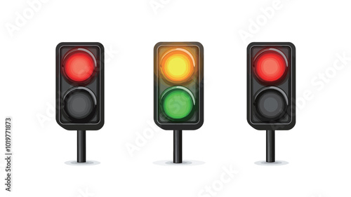 Traffic lights isolated on a white background. 3d rendering.