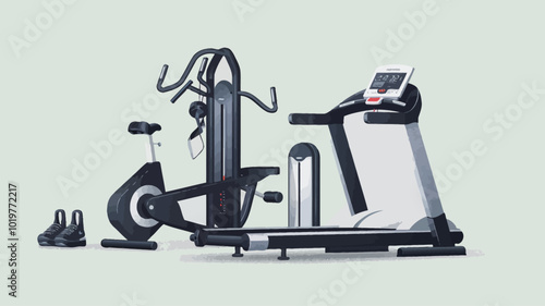 Vector illustration of a modern sport exercise bike. Flat design style. 