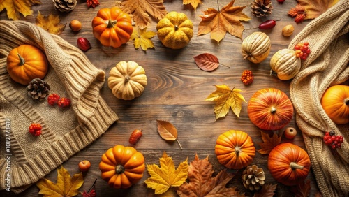 Autumn leaves scattered on the ground create a beautiful, colorful background of fall foliage