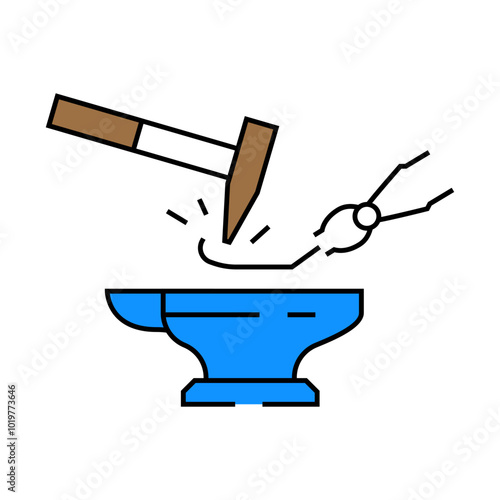 punch blacksmith metal line icon vector. punch blacksmith metal sign. isolated symbol illustration