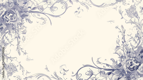 Vintage floral frame in Victorian style. Hand drawn vector illustration.