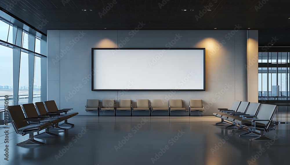 Blank Billboard in Airport Lounge Blank Billboard in Airport Lounge