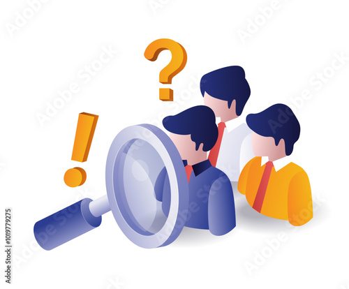 Magnifying glass looking for the best person for business team
