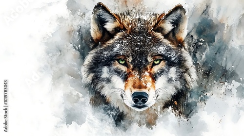 Wallpaper Mural Majestic Wolf Watercolor Portrait Art Torontodigital.ca