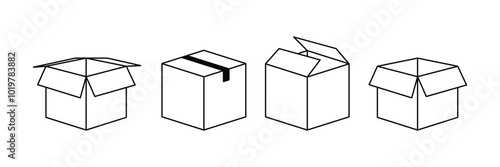 cardboard packaging boxes outline