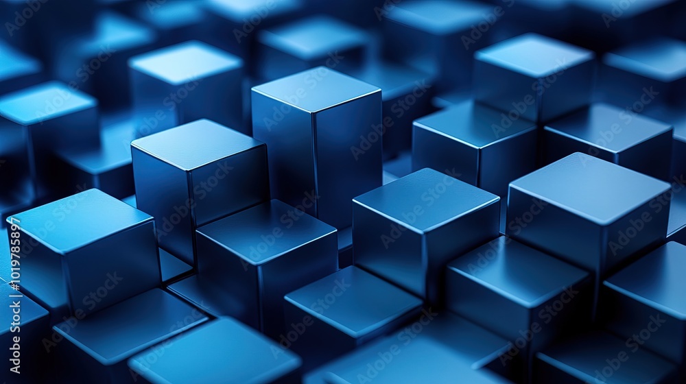 Blue cube geometric abstract technology background Blue cube geometric abstract technology background