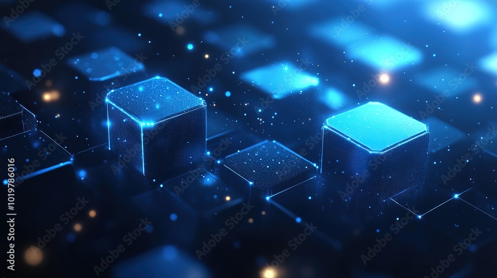 Blue cube geometric abstract technology background Blue cube geometric abstract technology background
