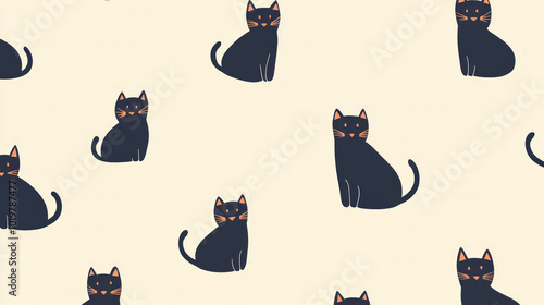 Whimsical black cat design perfect for Halloween-themed projects, AI generative.. photo