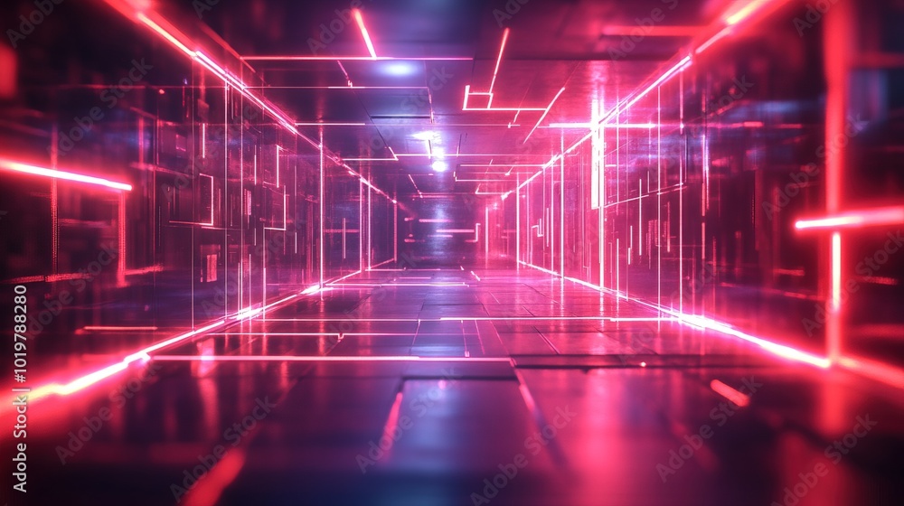 Abstract neon glowing geometric lines 3D rendering business Abstract neon glowing geometric lines 3D rendering business