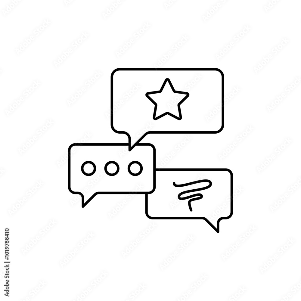 Discussion icon with message, idea search icon via chat, Content Curation Icon