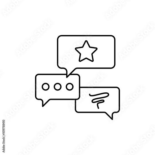 Discussion icon with message, idea search icon via chat, Content Curation Icon