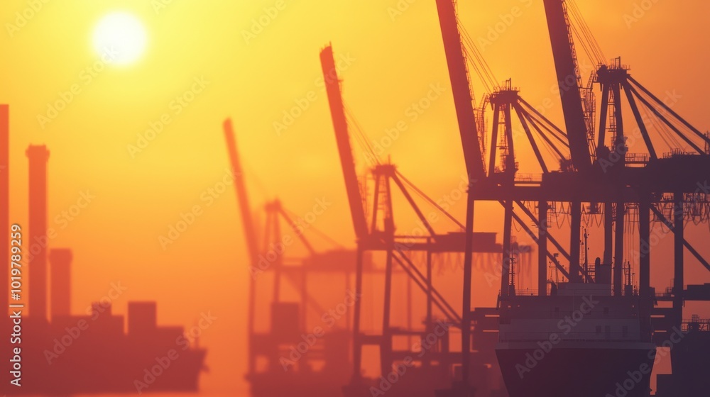 Loading containers onto cargo ship with large crane Loading containers onto cargo ship with large crane