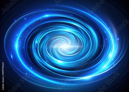 Blue Light Spiral Effect on Dark Background - Abstract Vector Design for Modern Digital Art and Backgrounds