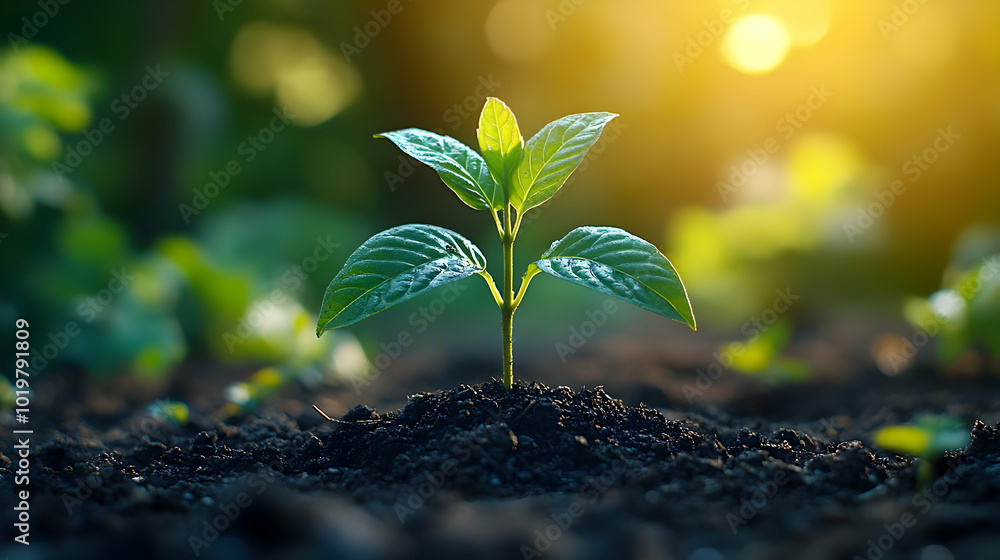 New Life: A Green Sprout Emerging from the Earth New Life: A Green Sprout Emerging from the Earth