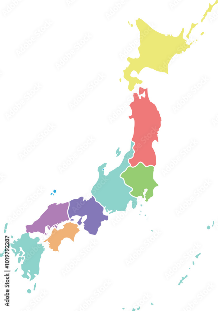 Fototapeta premium map of japan flat colour vector design