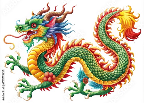 Chinese Dragon Vector Illustration on White Background - Stunning Art for Cultural Themes