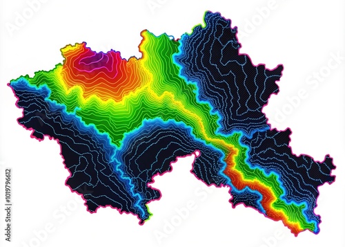 Contour Map of Volyn, Ukraine - Vector Graphic Illustration with Black Borders for Geographic and Educational Use photo