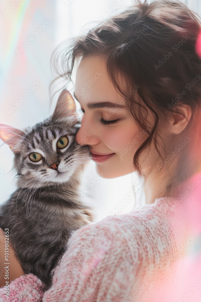 Woman and Cat Love. Woman and Cat Love.