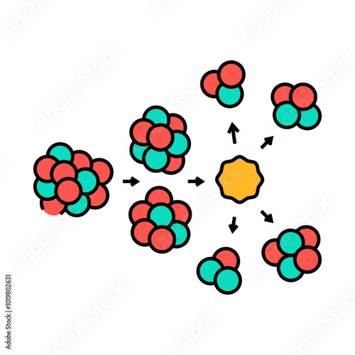 chain reaction nuclear energy line icon vector. chain reaction nuclear energy sign. isolated symbol illustration