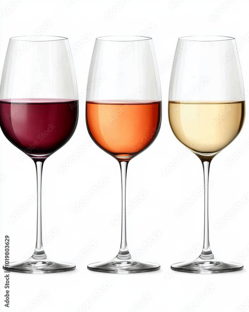 Set of wine glasses isolated on white background Set of wine glasses isolated on white background