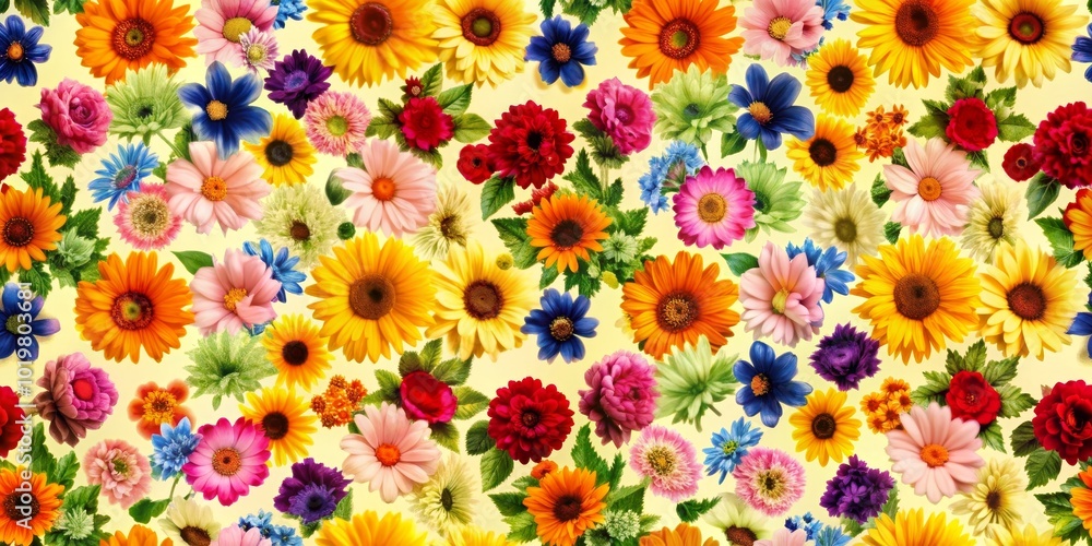 Seamless pattern with colorful flowers on a light background, floral, botanical, repetitive, elegance, nature, textile Seamless pattern with colorful flowers on a light background, floral, botanical, repetitive, elegance, nature, textile
