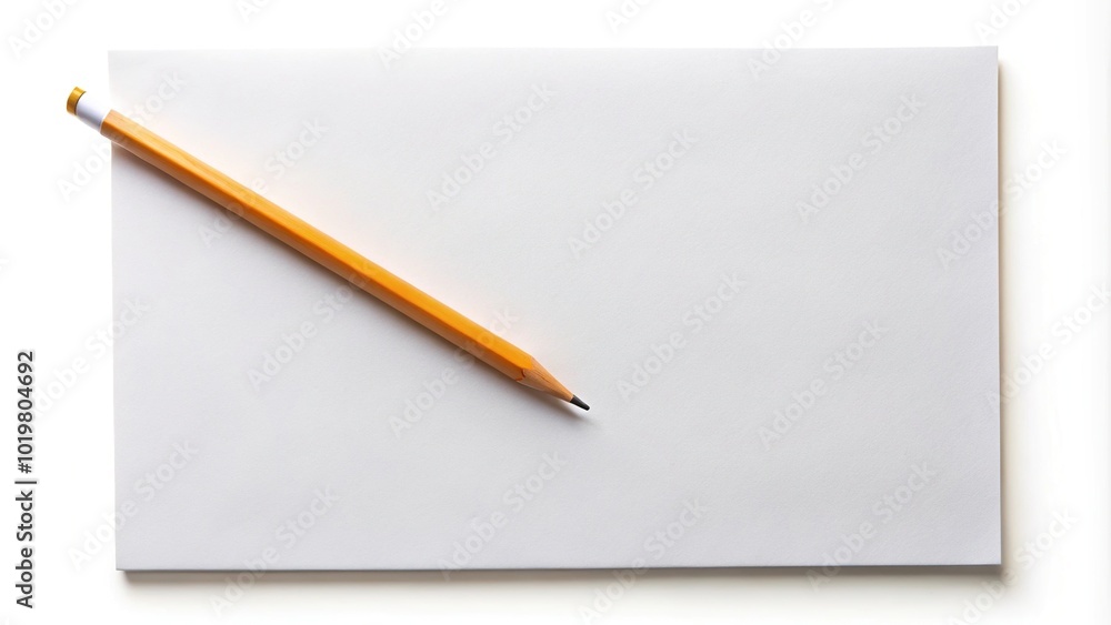 Blank paper sheet with pencil isolated on white background Blank paper sheet with pencil isolated on white background