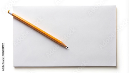 Blank paper sheet with pencil isolated on white background