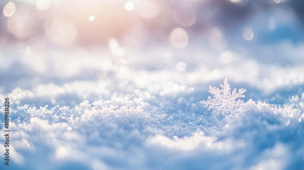 Close-up of snowflakes in winter: detailed macro image of snow crystals, perfect for winter holiday backgrounds Close-up of snowflakes in winter: detailed macro image of snow crystals, perfect for winter holiday backgrounds