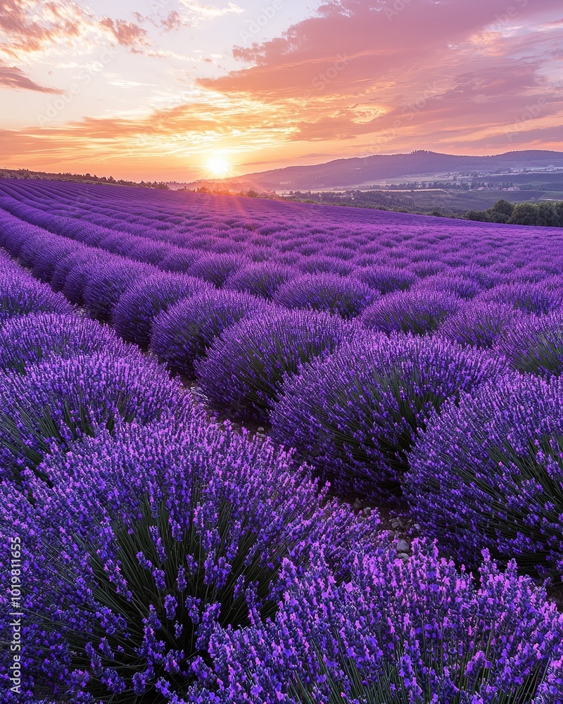 Obraz premium Dreamy Lavender Field at Sunset