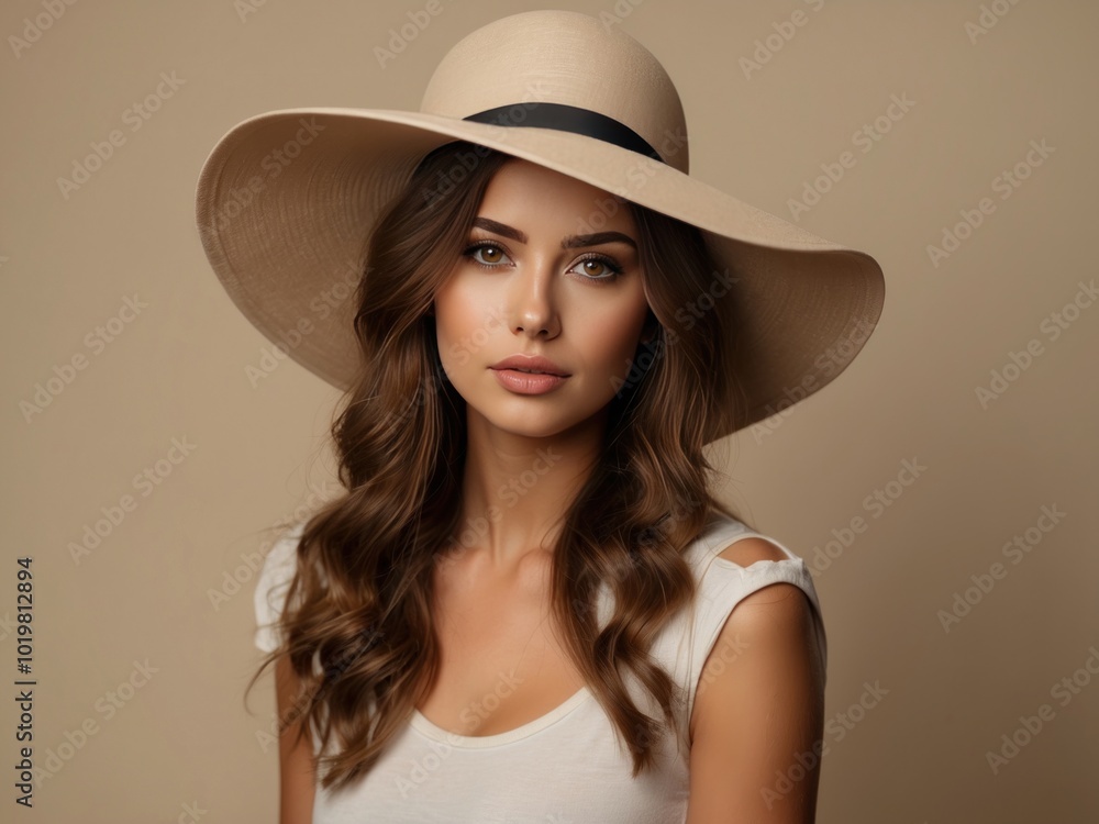 Portrait of young urban fashion girl beige background. AI Generative Portrait of young urban fashion girl beige background. AI Generative