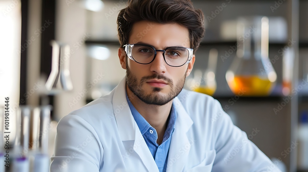 Serious Scientist Working in Modern Lab Environment