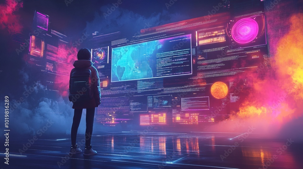 Obraz premium Future Online Learning Background Concept 