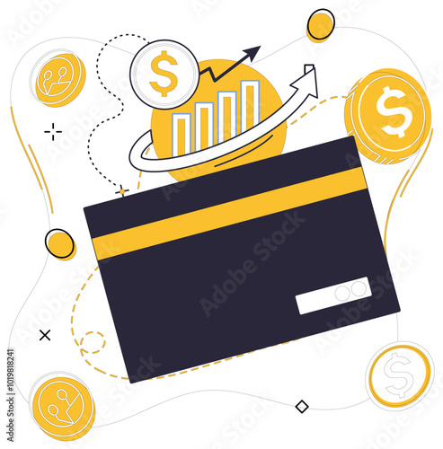 Credit score vector illustration. Personal finance becomes captivating novel, with credit score metaphor narrating tale The rate financial success is measured by beats in credit scores rhythmic dance