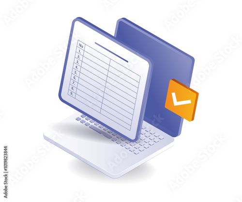 Online registration form application isometric illustration