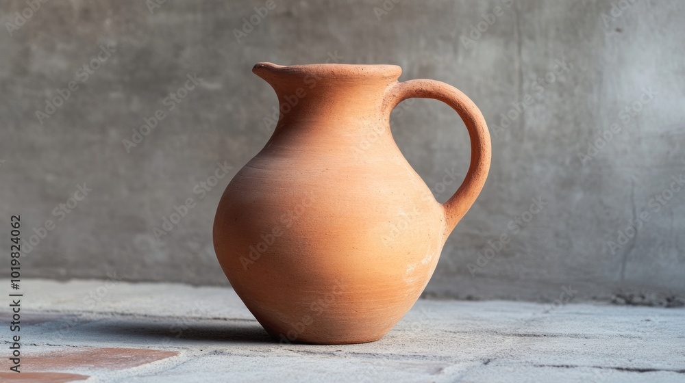 Clay Jug on a Concrete Background Clay Jug on a Concrete Background