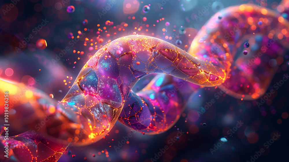A vibrant, swirling helix of luminous particles, a mesmerizing dance of color and light. A vibrant, swirling helix of luminous particles, a mesmerizing dance of color and light.