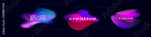 Gradient neon color sphere. Round holographic gradients. Glowing bright liquid gradient shape. Curved line for banner and flyer, social media.