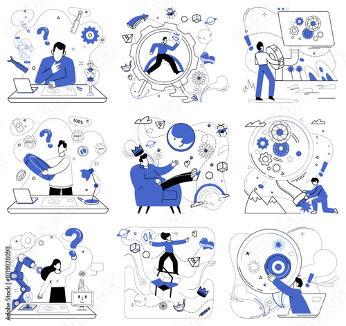 Financial forecasting vector illustration. Improvement in earning is sweet fruit harvested from orchard meticulous financial planning Analyzing statistics is key unlocking doors to treasure trove