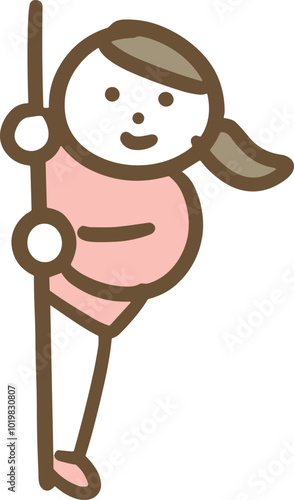 物陰から覗いている女性
