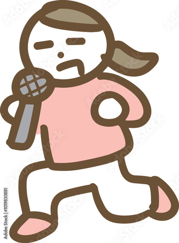 マイクを持って歌う女性