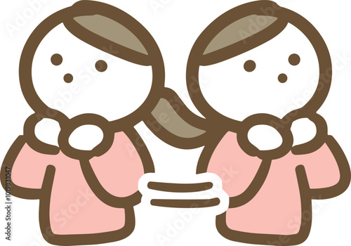 落ち着きがない私服の若い女性(上半身)