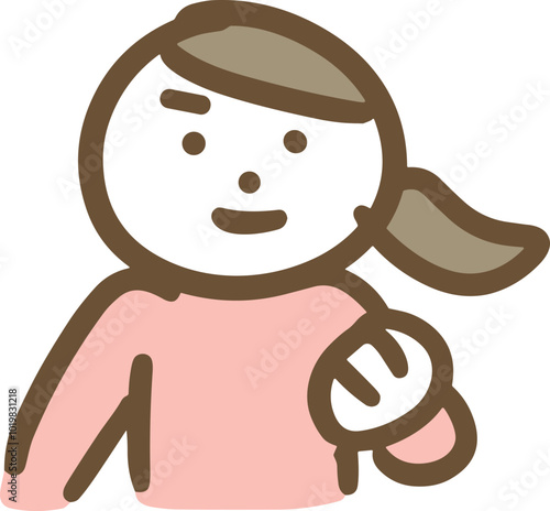 片手でガッツポーズしている女性