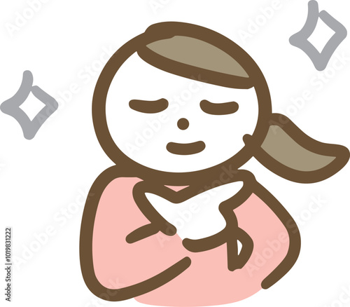 自信たっぷりの私服の若い女性(上半身)