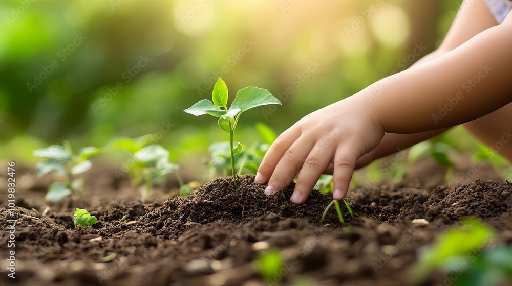 A child planting a seed, symbolizing the promise of growth and future success, planting a seed, promise of growth A child planting a seed, symbolizing the promise of growth and future success, planting a seed, promise of growth
