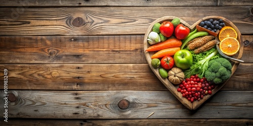 Heart-Healthy diet concept displayed on vintage wood , heart-healthy, diet, nutrition, vintage, wood, natural, organic