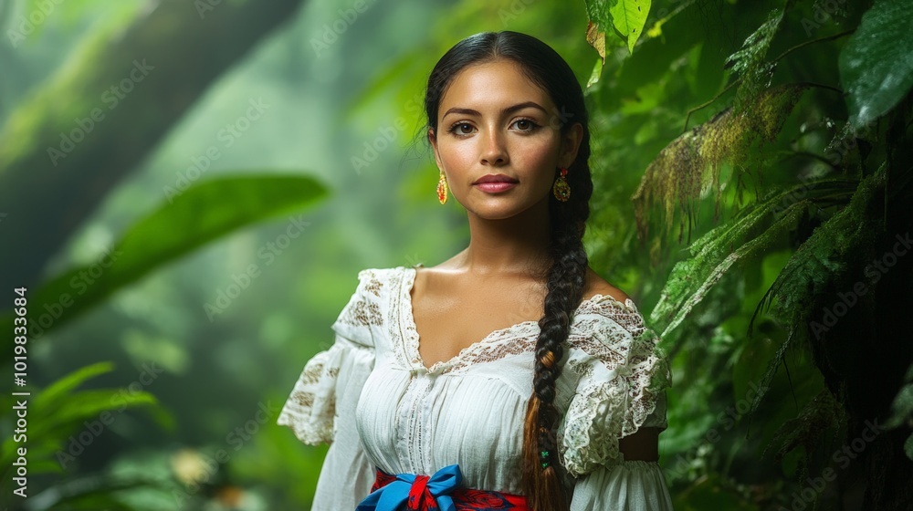 Graceful Portrait of a Costa Rican Woman in Nature Graceful Portrait of a Costa Rican Woman in Nature