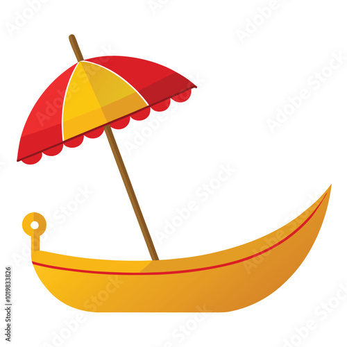 Onam festival boat with umbrella vector illustration