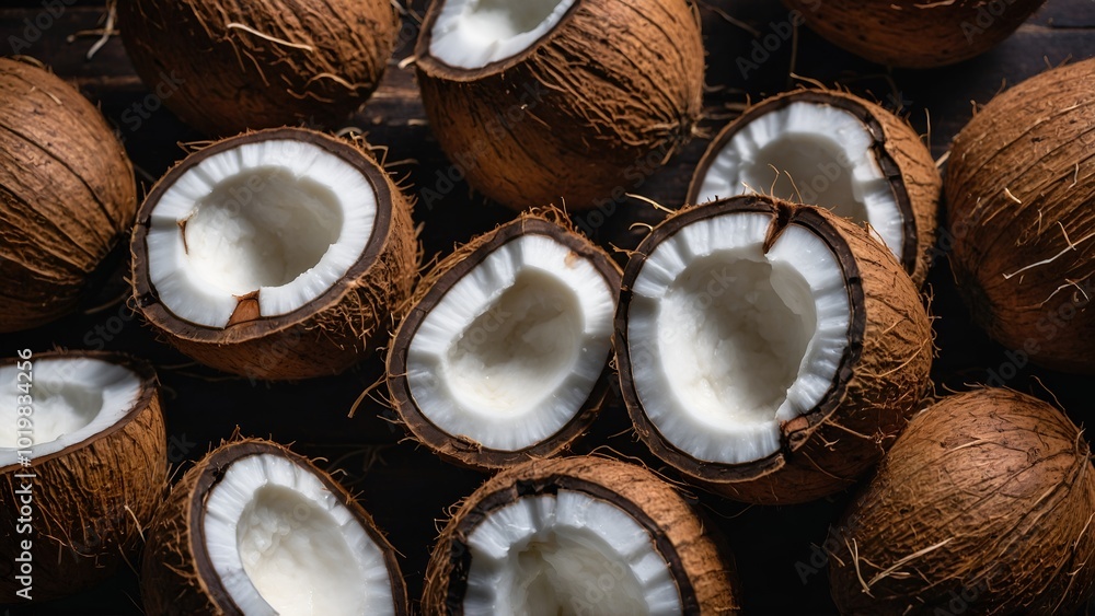 Delicious coconuts cut out
